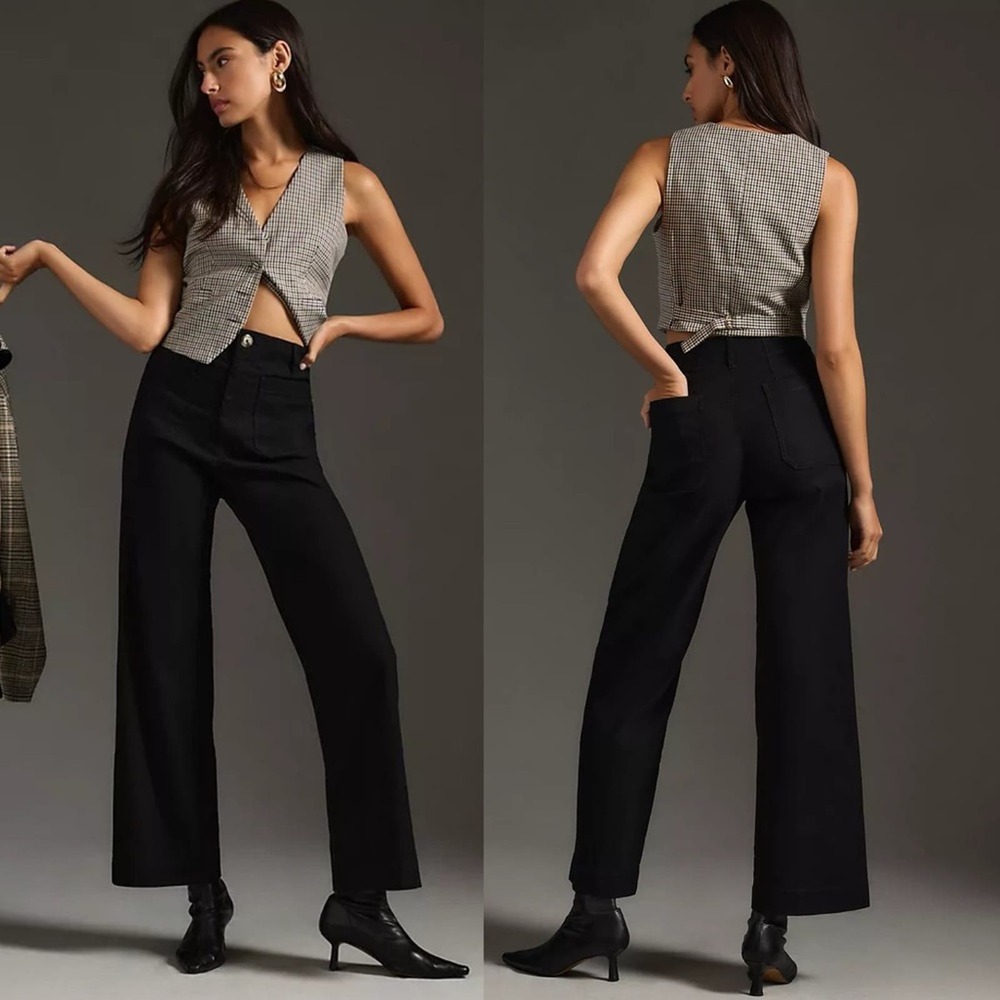 Anthropologie Black Wide-Leg Pants